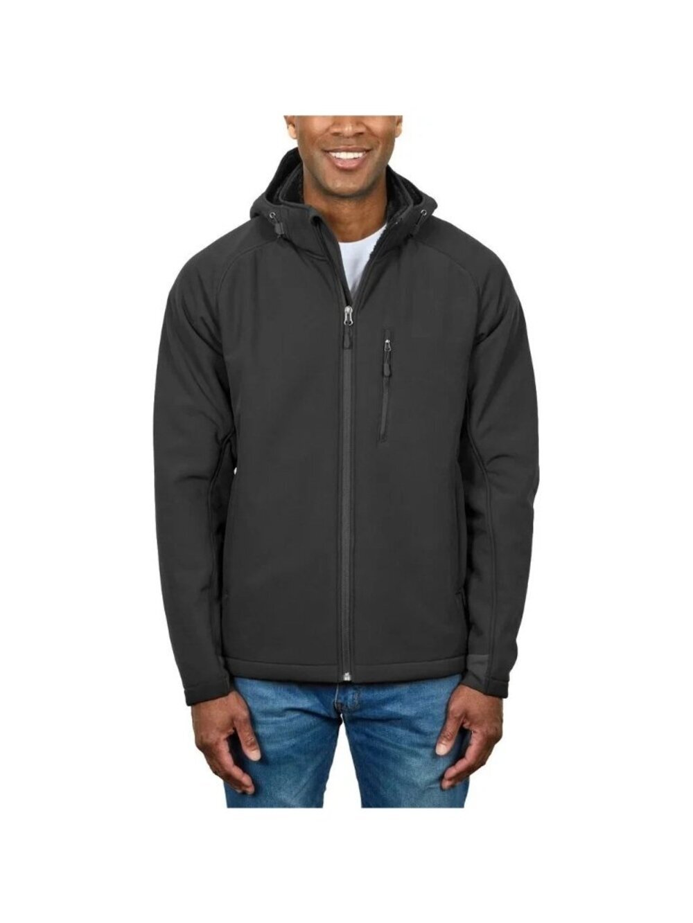 Kirkland Signature Men's XL Black Windbreaker Jacket Hoodie Fleece Lining L1575